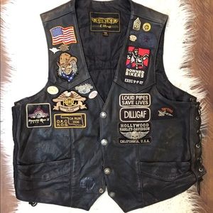 Vtg Harley Davidson Mens Black Leather Vest large
